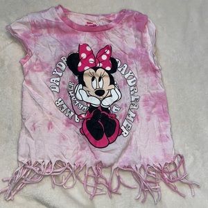 Kids Disney junior Minnie pink tie dye fringe shirt size 5/6